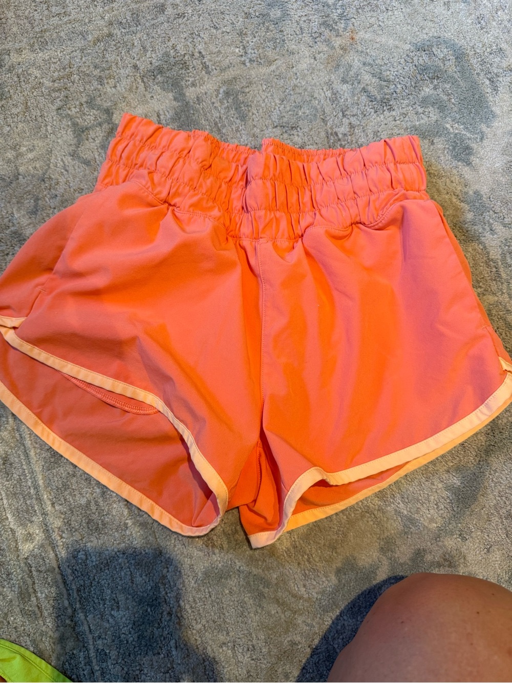 Athleta Coral Orange Elastic-Waist Running Shorts